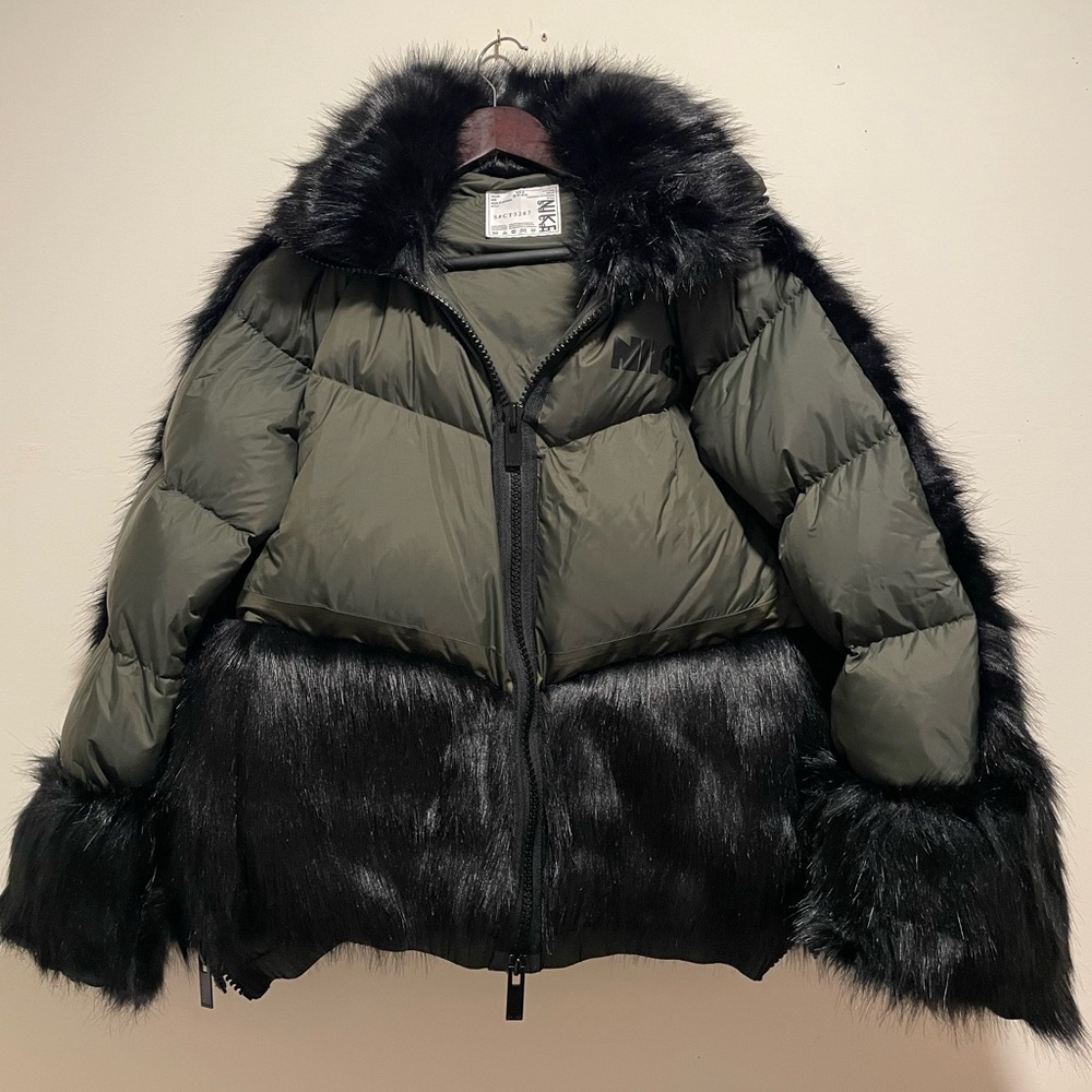 Nike x Sacai Women's Parka Jacket 'Sequoia' Green/Black CT3267-355 Size XL NWOT